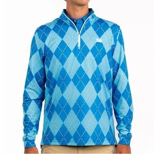 $100 Good Good Mens Polyester Spandex Quarter Zip Golf Argyle 3XL Blue